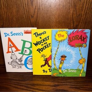 Lot 3 Dr. Seuss Large Book Set of Hardcover Books 8" x 11" Lorax Wocket ABC